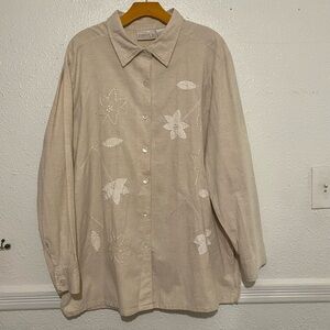 Erika Tan Casual Button Down Shirt with Star Patterns